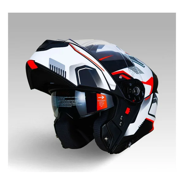 Yohe 935sv Kask Çene Açılır Motosiklet Mat Siyah Beyaz Çift Vizör Uv Bluetooth Yuvalı Ece 22.06 Mıps - Görsel 6