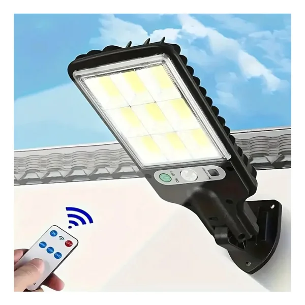 Sgeteknoloji 108 Cob LED Kumandalı Güneş Enerjili Hareket Sensörlü Bahçe Garaj Sokak Aydınlatma Lambası Sokak Lam - Görsel 6