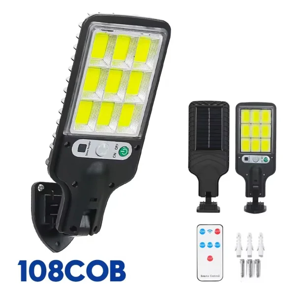 Sgeteknoloji 108 Cob LED Kumandalı Güneş Enerjili Hareket Sensörlü Bahçe Garaj Sokak Aydınlatma Lambası Sokak Lam - Görsel 2