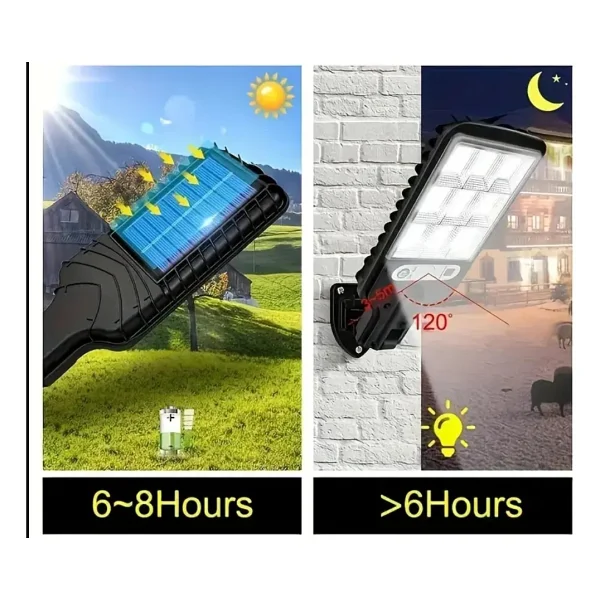 Sgeteknoloji 108 Cob LED Kumandalı Güneş Enerjili Hareket Sensörlü Bahçe Garaj Sokak Aydınlatma Lambası Sokak Lam - Görsel 5