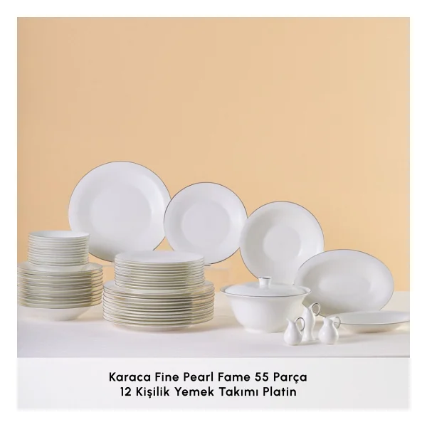 Karaca Fine Pearl Fame Platin 55 Parça 12 Kişilik Yemek Takımı - Görsel 4