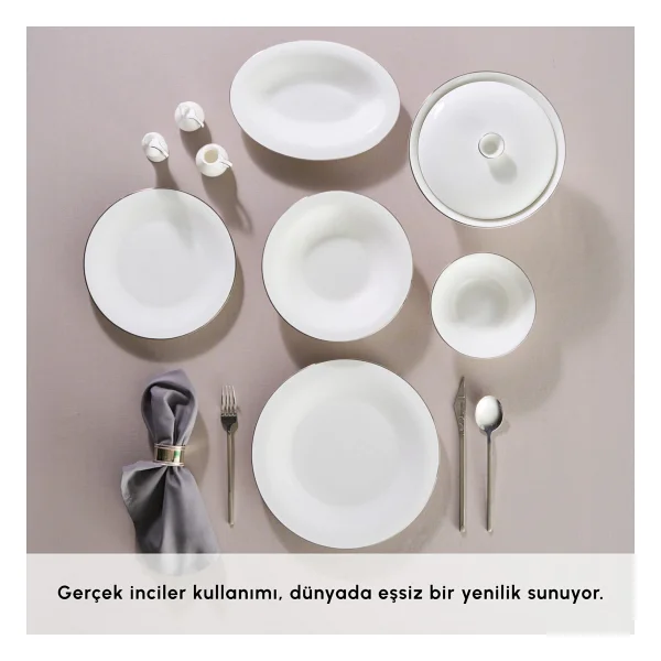 Karaca Fine Pearl Fame Platin 55 Parça 12 Kişilik Yemek Takımı - Görsel 5