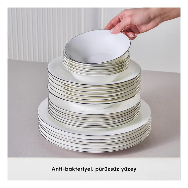 Karaca Fine Pearl Fame Platin 55 Parça 12 Kişilik Yemek Takımı - Görsel 9