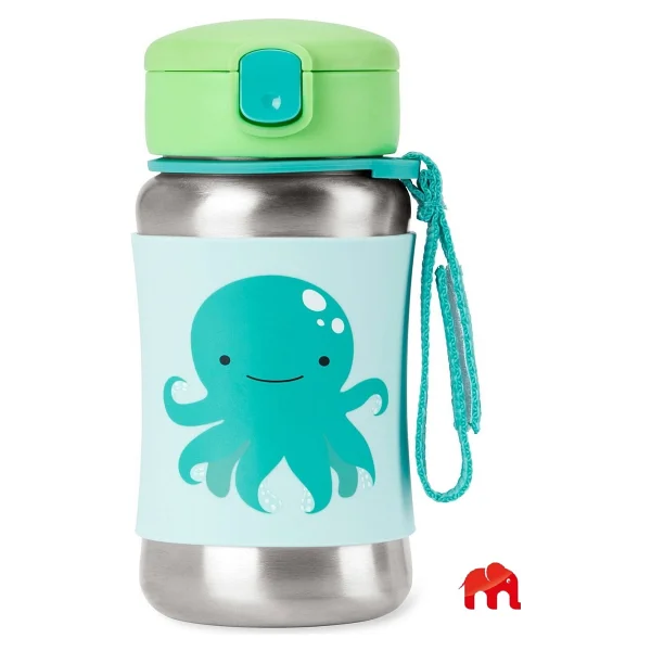 Skip Hop Zoo Pipetli 350 Ml Paslanmaz Çelik Suluk - Görsel 6