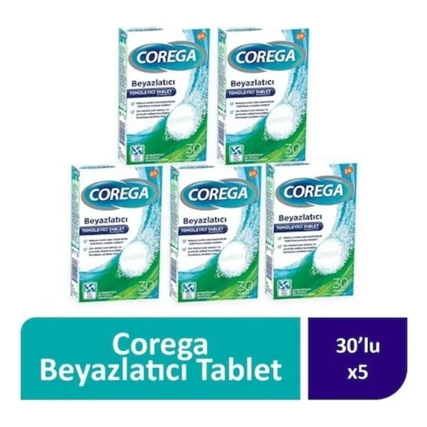 Corega Beyazlatıcı Temizleyici Tablet 5 X 30 Tablet - Görsel 2