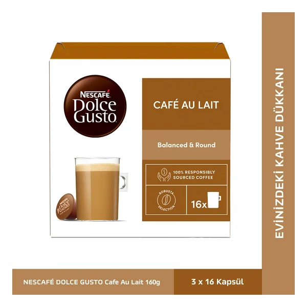 Nescafe Dolce Gusto Cafe Au Lait Kapsül Kahve 16'lı 3 Adet - Görsel 6