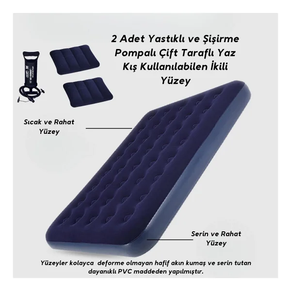 Yussraw 4-6 Kişi Kamp Çadırı Seti Taşınabilir Otomatik 240x240x158+Lamba+Yatak+Yastık+Pompa+Hoparlör - Görsel 4