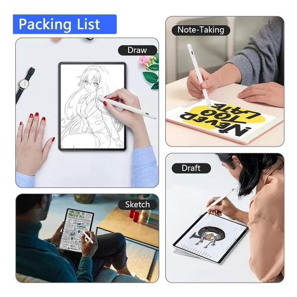 Xiaomi Redmi Pad 2 Pad Se 11ınç Mi Pad 7 Uyumlu Tablet Kalemi Çizim Ve Yazı Kalemi Stylus Active Pen 2adet Uç - Beyaz - Görsel 4