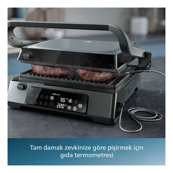Philips 7000 Serisi Izgara Ve Tost Makinesi, 8 Ön Ayarlı Programlar, Gıda Termometresi Hd6307 + Hassas Mutfak Tartısı - Görsel 2