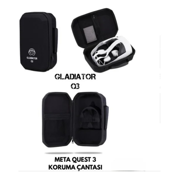 Gladiator Q3 Gri Meta Quest 3 Çantası Quest 3 Ve 3s Uyumlu Özel Çanta - Siyah - Görsel 2