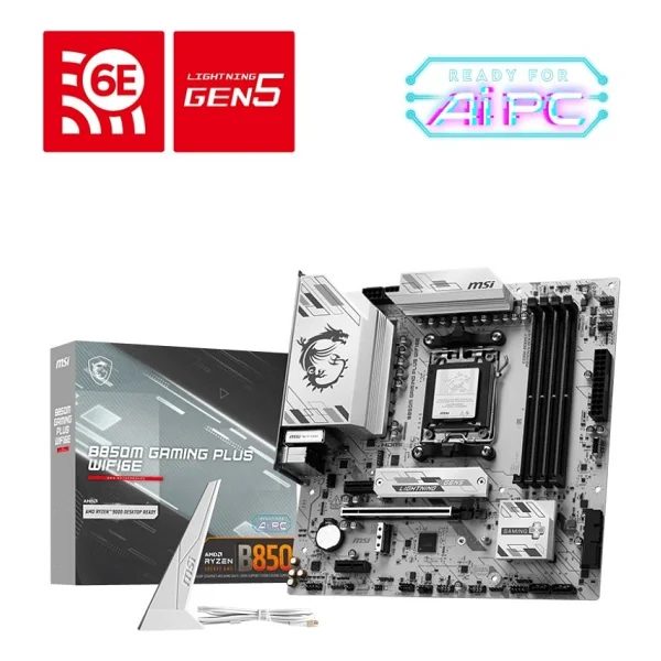 Msı B850m Gaming Plus Wıfı6e AMD Am5 DDR5 Micro Atx Anakart - Görsel 6