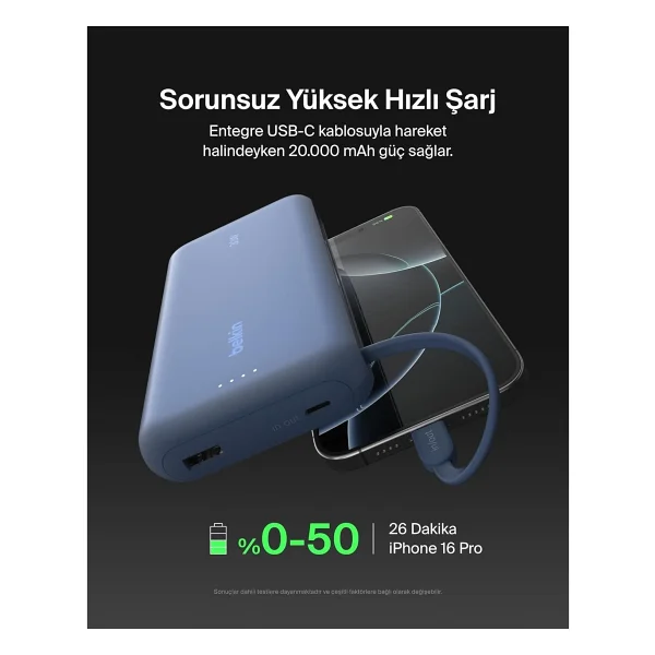 Belkin BoostCharge BPB024HQBL Mavi 20000 mAh Hızlı Şarj Powerbank - Görsel 3