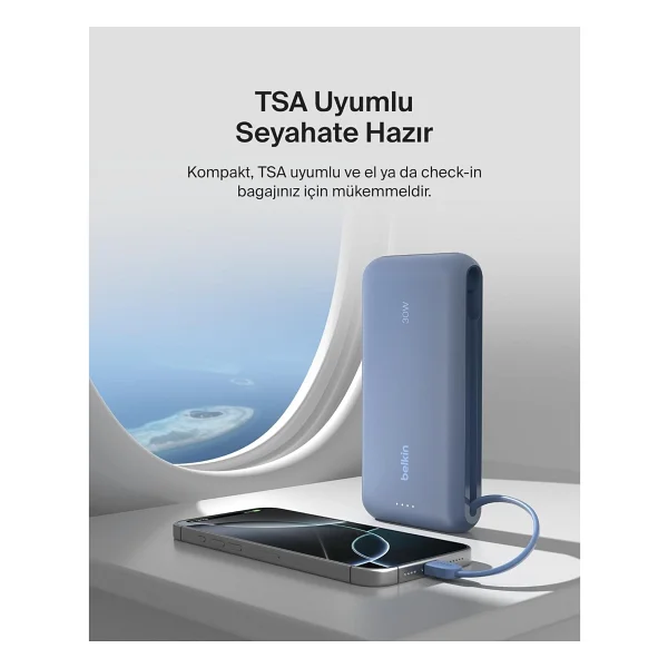 Belkin BoostCharge BPB024HQBL Mavi 20000 mAh Hızlı Şarj Powerbank - Görsel 4