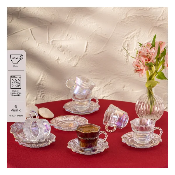 Emsan Hatrı Var Gökkuşağı 80 ml 6'lı Kahve Fincan Takımı