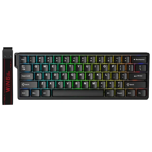 Aula Win60 He Manyetik Klavye Rapid Trigger Graywood Switch 8000hz RGB Tkl Hot Swap Oyuncu Klavyesi Siyah - Görsel 3