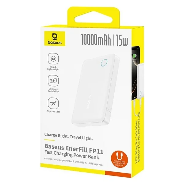 Baseus Enerfill Fp11 Beyaz 10000 mAh Hızlı Şarj Powerbank - Görsel 3