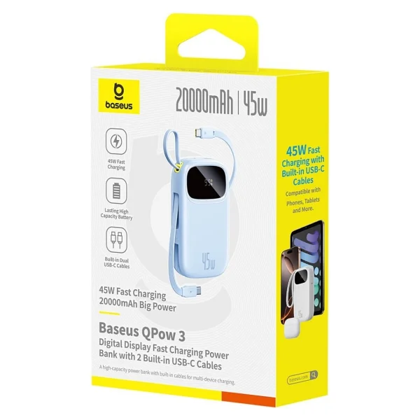 Baseus EnerFill FC31 Mavi 20000 mAh Hızlı Şarj Powerbank - Görsel 3