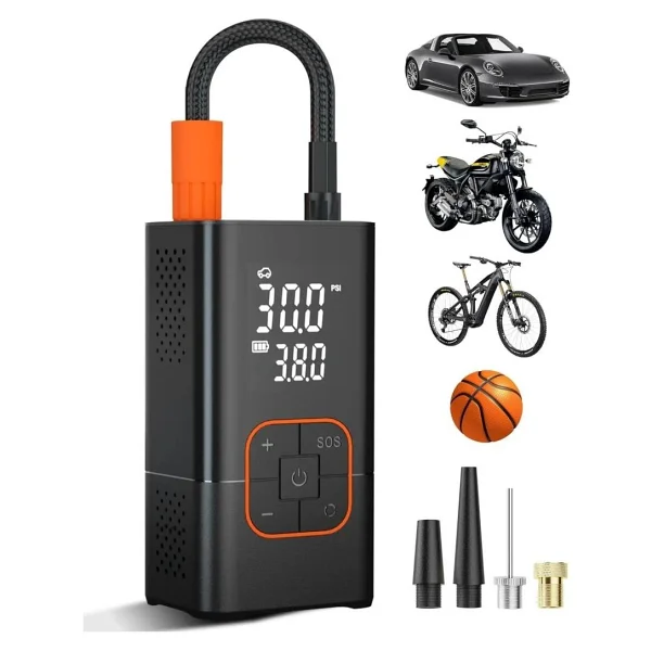 Schulzz Dijital Kablosuz USB 2x2000mah Göstergeli Oto Lastik, Bisiklet Hava Pompası Kompresörü - Görsel 2