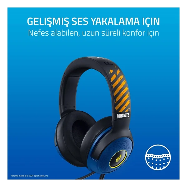 Razer Kraken V3 X Fortnite Edition RZ04-03750500-R3M1 RGB USB Kablolu Kulak Üstü Oyuncu Kulaklığı - Görsel 5