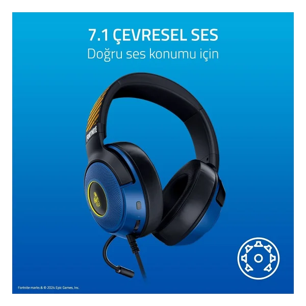 Razer Kraken V3 X Fortnite Edition RZ04-03750500-R3M1 RGB USB Kablolu Kulak Üstü Oyuncu Kulaklığı - Görsel 6