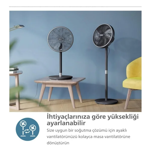 Philips 3000 Serisi Vantilatör Güçlü Ve Ultra Sessiz, 19 Db 30 Metreye Kadar Etkili (Telefonla Kontrol)+ Uçucu Lavanta Yağı - Siyah - Görsel 2