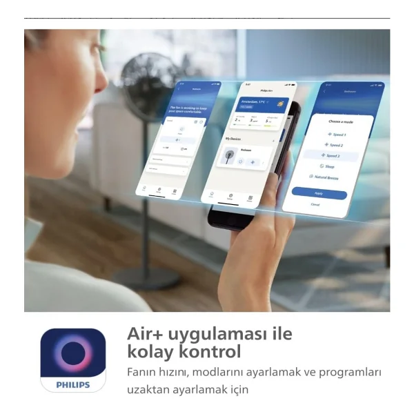 Philips 3000 Serisi Vantilatör Güçlü Ve Ultra Sessiz, 19 Db 30 Metreye Kadar Etkili (Telefonla Kontrol)+ Uçucu Lavanta Yağı - Siyah - Görsel 3
