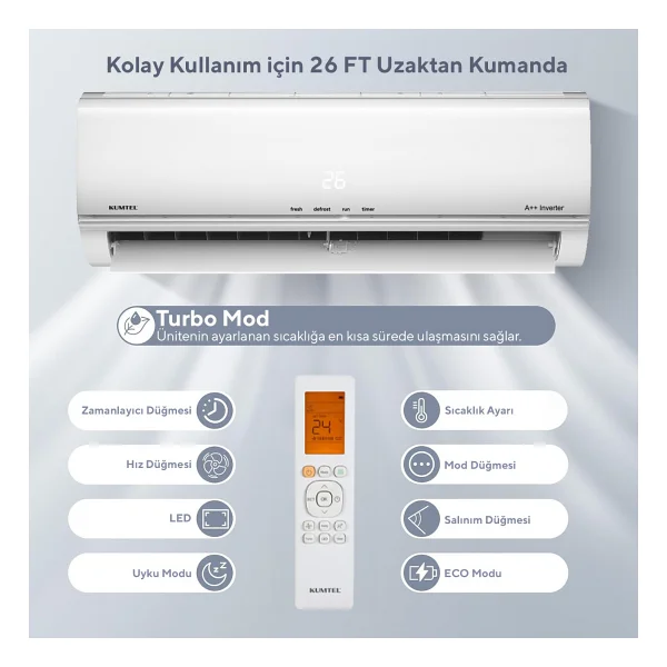 Kumtel Matsu Kmsac-12 A++ 12000 Btu Inverter Duvar Tipi Klima - Görsel 5