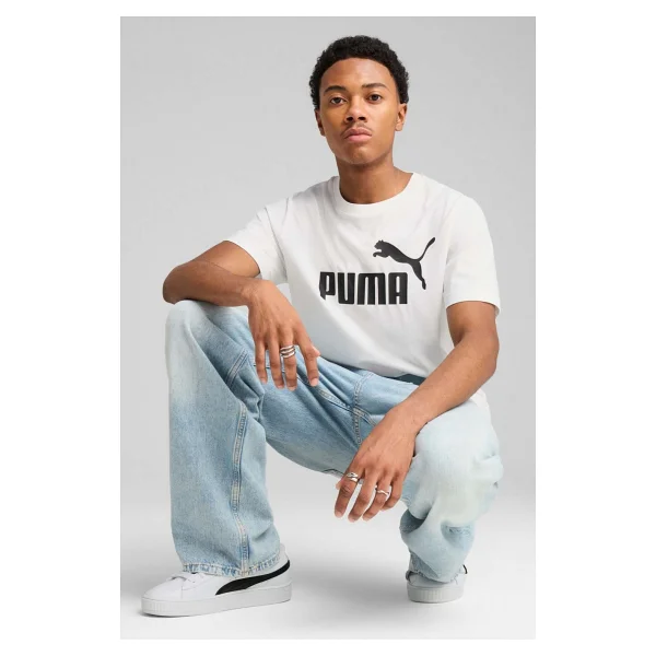 Puma Essentials No. 1 Logo 682532-02 Beyaz Kısa Kollu Yuvarlak Yaka Erkek Tişört - Görsel 3