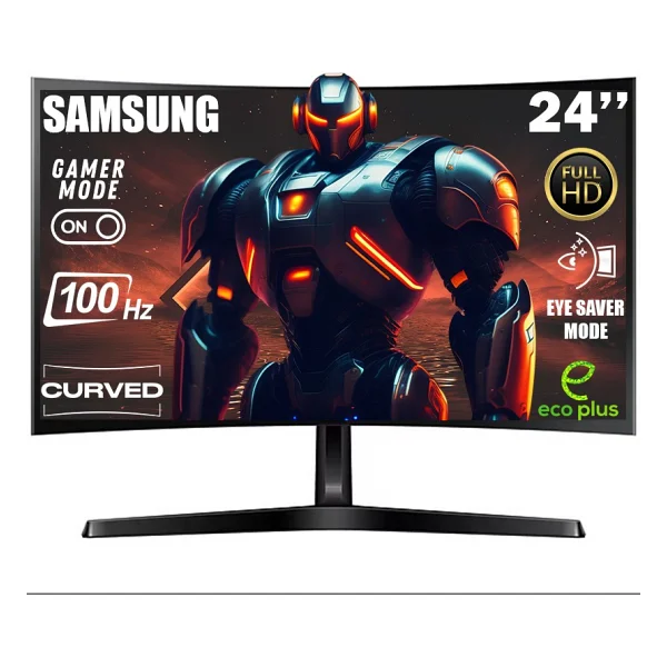 Samsung Essential S3 Ls24d366gauxuf 24" 4 Ms Full HD Curved 100 Hz Monitör - Görsel 2