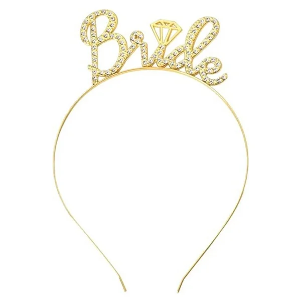 Nessiworld Altın Renkli Taşlı "Bride" Gelin Tacı - El Yazısı Yazı Tipiyle - Görsel 3