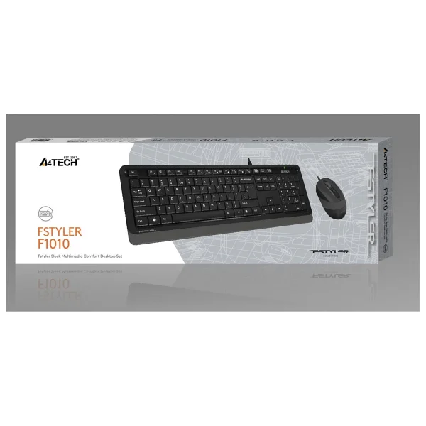 A4 Tech F1010 Siyah-Gri Kablolu Klavye Mouse Seti - Görsel 4