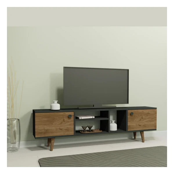 Lagomood Ewo TV Standı Antrasit Ceviz - Görsel 6