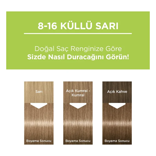 Palette Kalıcı Doğal Renkler 8.16 Küllü Sarı Saç Boyası - Görsel 6