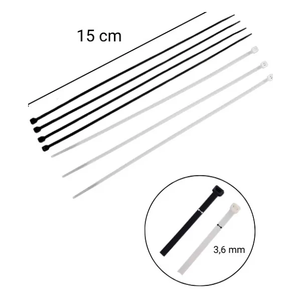 Zenith 2,5x150 Beyaz Kablo Bağı & Plastik Kelepçe & Cırt Kelepçe 100 Adet (Paket) - 2.5x150 - Görsel 6