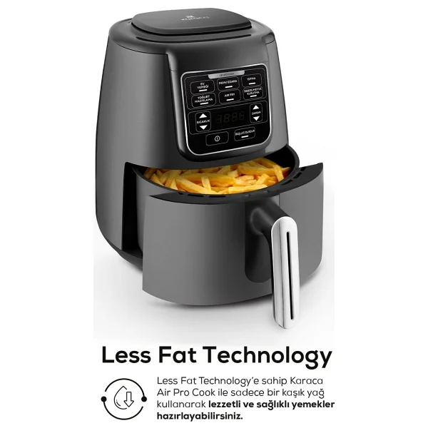 Karaca Air Pro Cook XL 2in1 Airfryer 4 Lt Konuşan Yağsız Space Gray Fritöz - Görsel 4