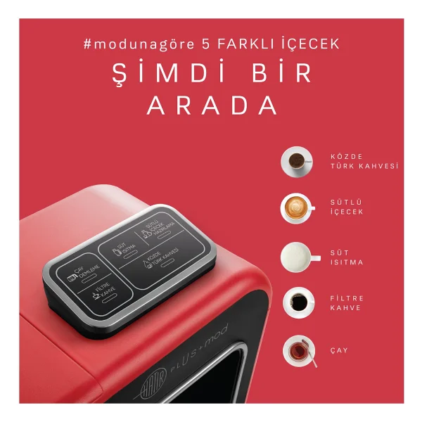 Karaca Hatır Plus Mod 5in1 Kırmızı Çay Ve Filtre Kahve Makinesi - Görsel 8