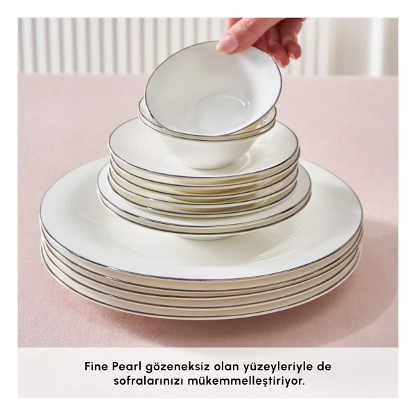 Karaca Fine Pearl Fame Platin 26 Parça İnci Kahvaltı Takımı - Görsel 7