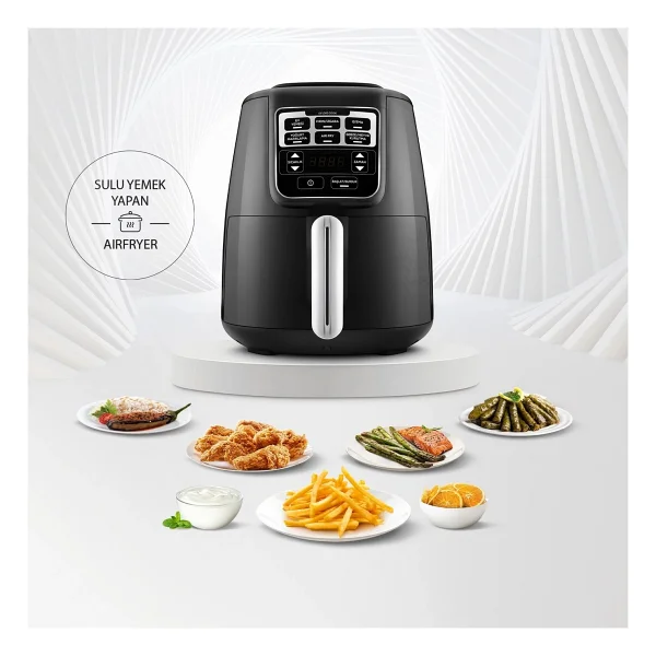 Karaca Air Pro Cook XL 2in1 Airfryer 4 Lt Konuşan Yağsız Black Chrome Fritöz - Görsel 2