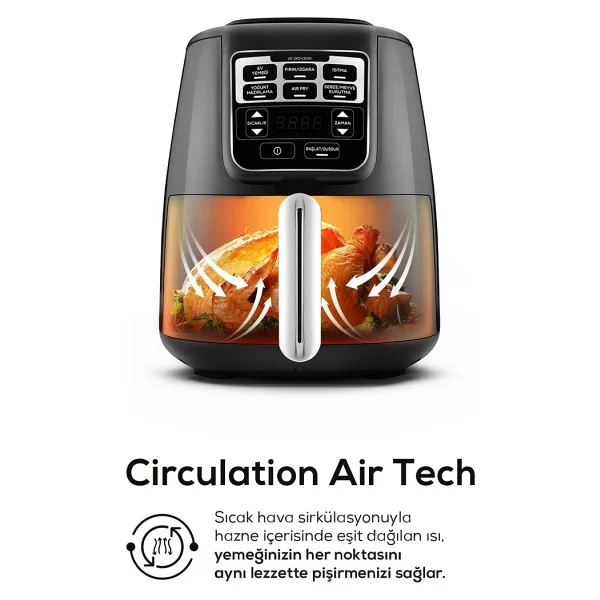Karaca Air Pro Cook XL 2in1 Airfryer 4 Lt Konuşan Yağsız Black Chrome Fritöz - Görsel 3