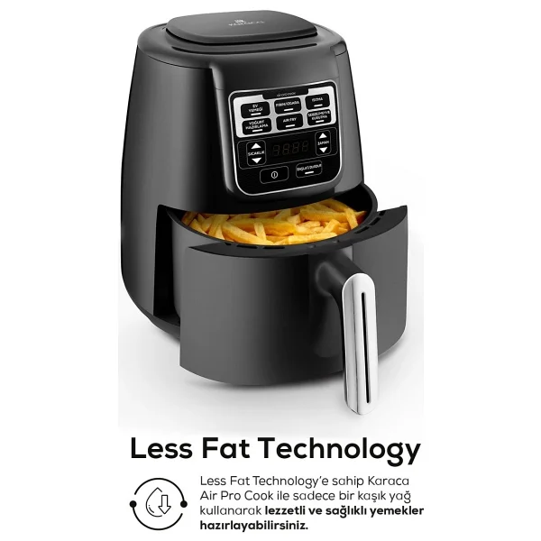 Karaca Air Pro Cook XL 2in1 Airfryer 4 Lt Konuşan Yağsız Black Chrome Fritöz - Görsel 4