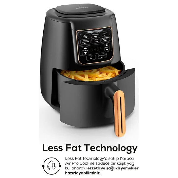 Karaca Air Pro Cook XL 2in1 Airfryer 4 Lt Konuşan Yağsız Fritöz - Görsel 6