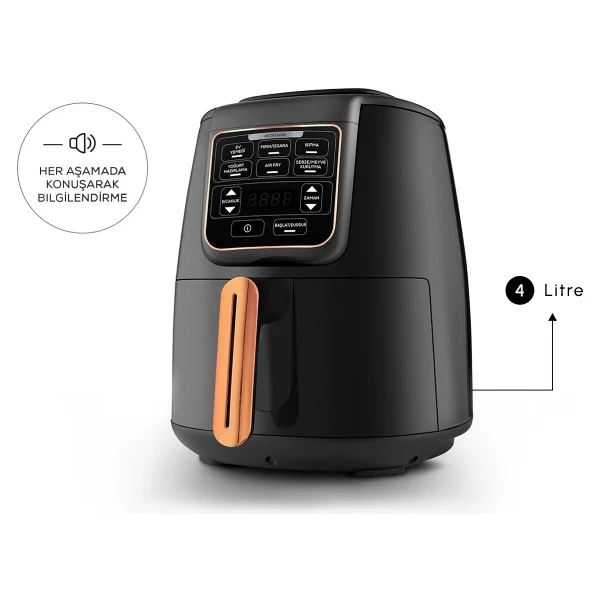 Karaca Air Pro Cook XL 2in1 Airfryer 4 Lt Konuşan Yağsız Fritöz - Görsel 8