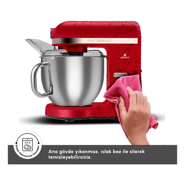 Karaca Mastermaid Chef Pro Çift Kollu 1750 W 5 Lt Kırmızı Stand Mikser - Görsel 7
