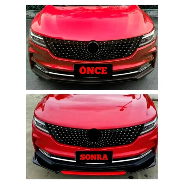 Ön Tampon Eki Universal Ön Lip Vw Transporter T5-T6-T7 Uyumlu Ön Karlık Siyah-Kırmızı - Görsel 4