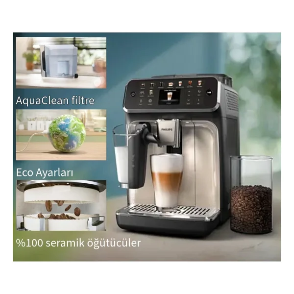 Philips Lattego 5500 Silver Mükemmel Sıcak Ve Soğuk 20 Farklı Kahve Çeşitleri Tam Otomatik Espresso Makinesi - Siyah - Görsel 5