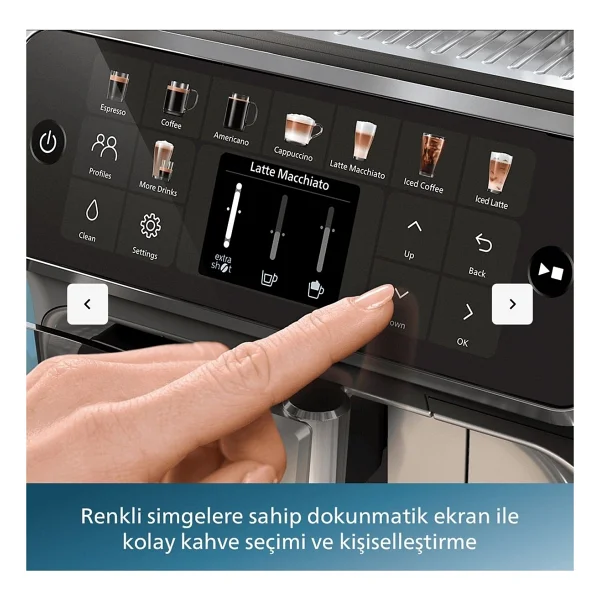 Philips Lattego 5500 Silver Mükemmel Sıcak Ve Soğuk 20 Farklı Kahve Çeşitleri Tam Otomatik Espresso Makinesi - Siyah - Görsel 4