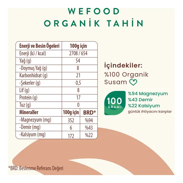 Wefood Organik Tahin 600 Gr 3'lü - Görsel 6