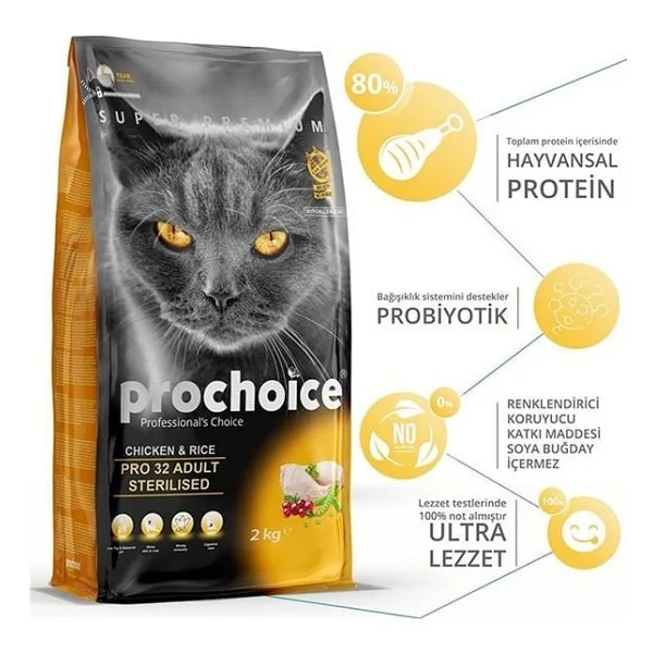 Prochoice Pro 32 Sterilised Tavuklu 15 Kg Kısırlaştırılmış Yetişkin Kedi Maması - Görsel 8