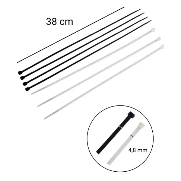 Zenith Kablo Bağı & Plastik Kelepçe & Cırt Kelepçe 4,8x380 Mm Siyah 100 Adet - Görsel 2
