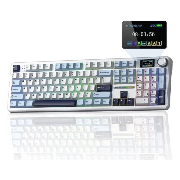 Aula F108 Pro Ekranlı Mekanik Klavye Reaper Switch RGB Hot Swap 8000mah Makrolu Oyuncu Klavyesi Mavi - Görsel 6